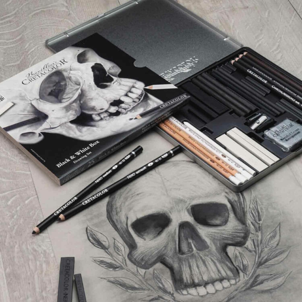 Coffret dessin noir & blanc 25 pièces