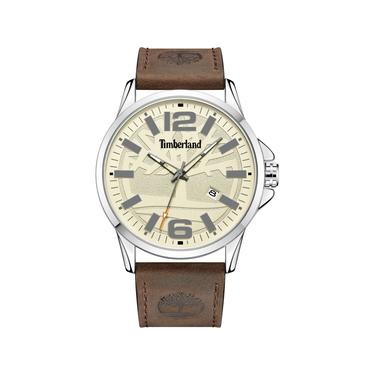 Timberland homme acier bracelet cuir marron