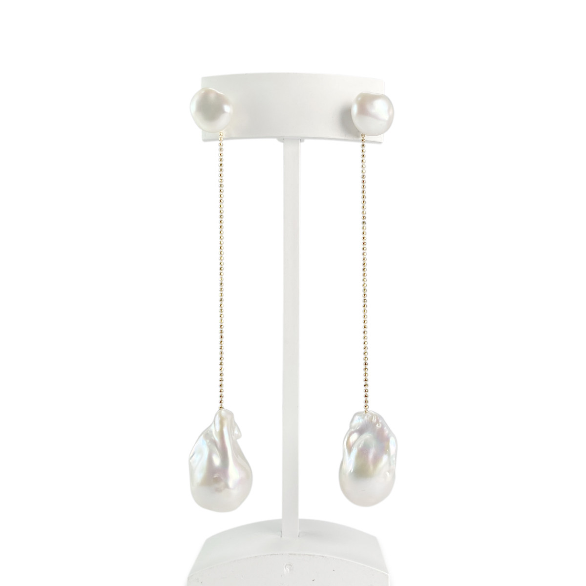 Boucles d'oreilles d'occasion or 750 jaune perles de culture baroques