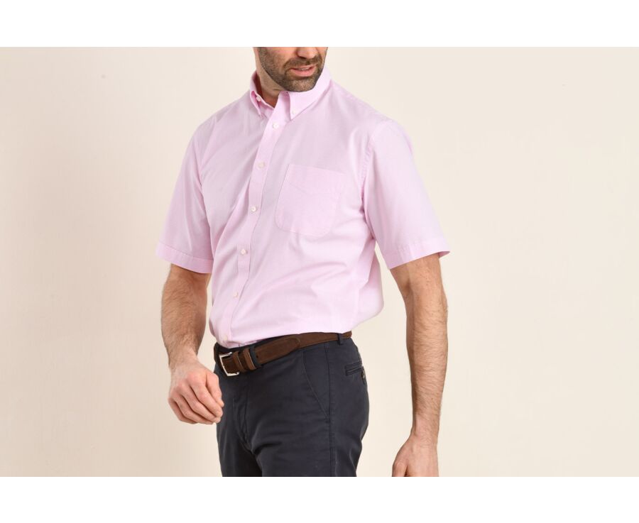 Chemise coton blanche à petits carreaux roses - TIM MC