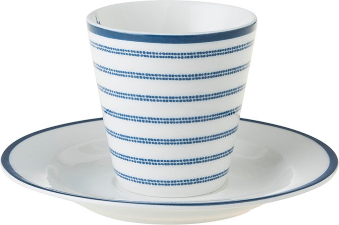 Laura Ashley kop en schotel Candy Stripe blauw 0,9 L