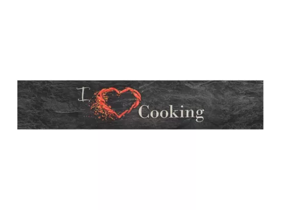 Tapis de cuisine lavable impression cuisine noir 60x300 cm