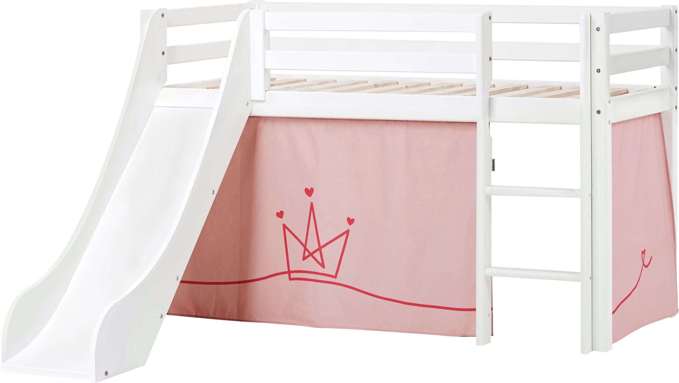 Hoppekids Hochbett »«Princess»« Rutsche & Vorhang Rosa und viel Auswahl