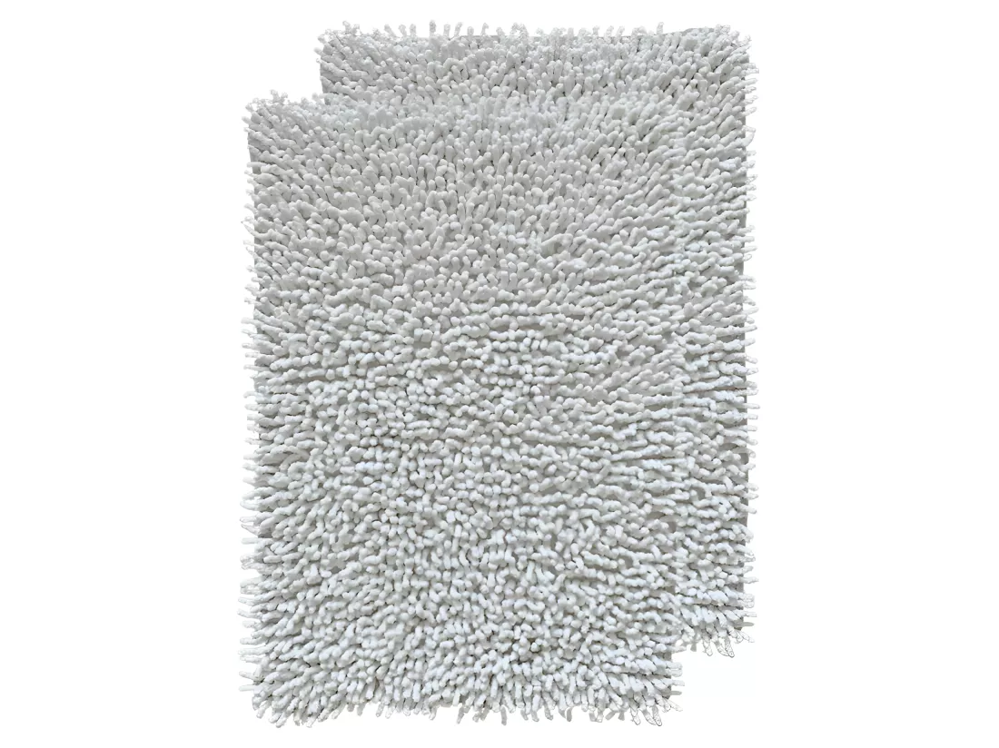 Lot 2 tapis de salle de bain 40 x 60 cm en coton blanc - NAPOLEON