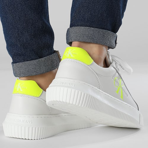 Baskets Femme Chunky Cupsole Lace Up Mono 0823 Bright White Safety Yellow