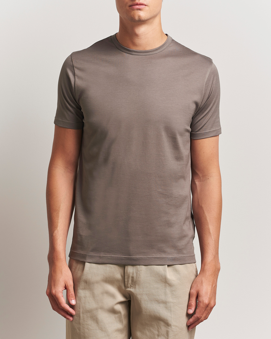 Sunspel Crew Neck Q82 Cotton T-Shirt Walnut