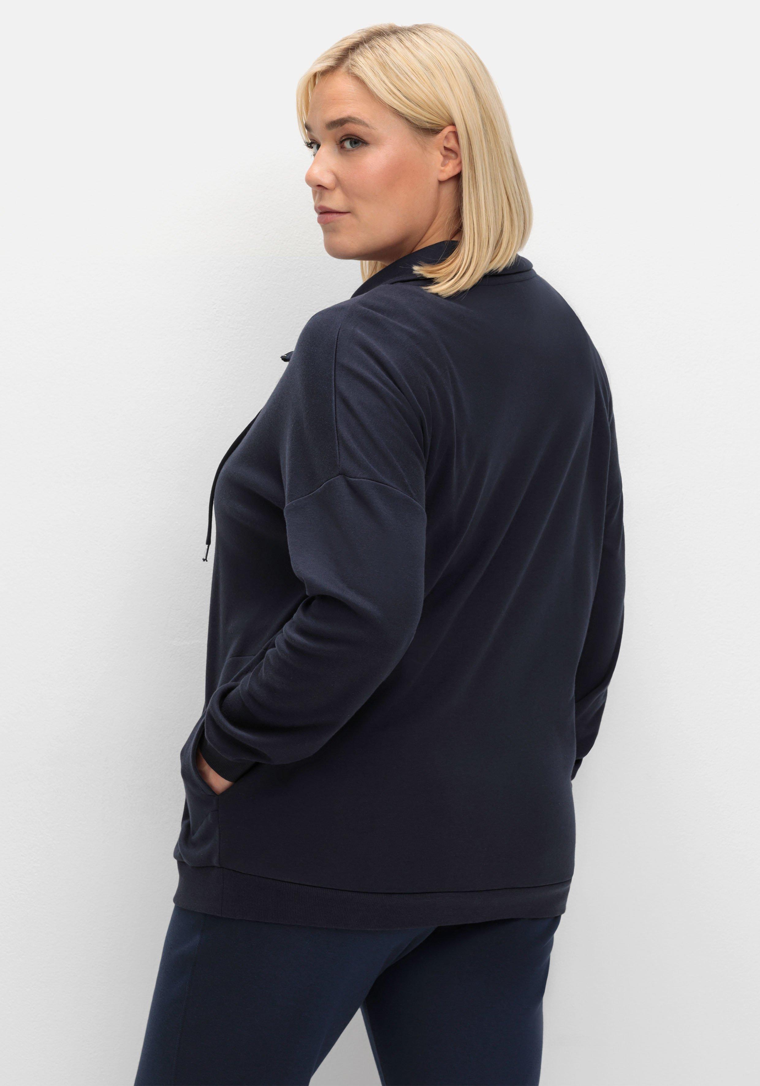 Sweatjacke mit Stehkragen und Bindeband