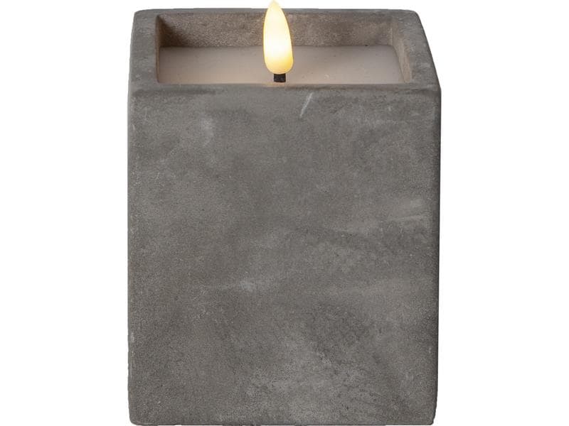 Star Trading LED-Kerze Flamme Cem, 9 x 9 x 11.5 cm, Grau Künstliche Kerze mit beweglicher Flamme