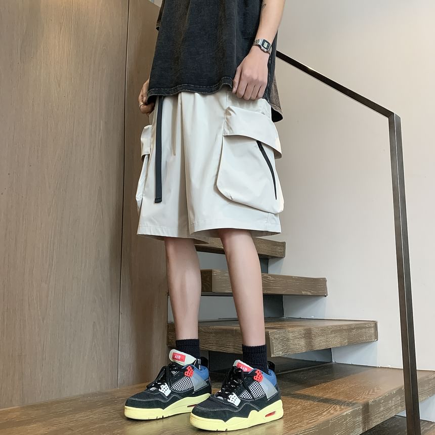 Ninine - Cargoshorts met wijde pijpen en effen taille