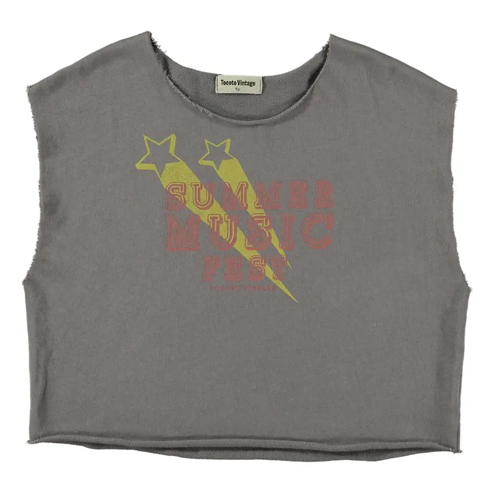 Tocoto Vintage Sweat Sans Manches Summer Music Fest Coton Bio | Gris anthracite