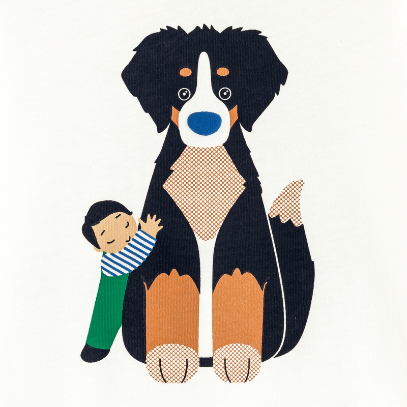 T-shirt chien câlin blanc bébé garçon