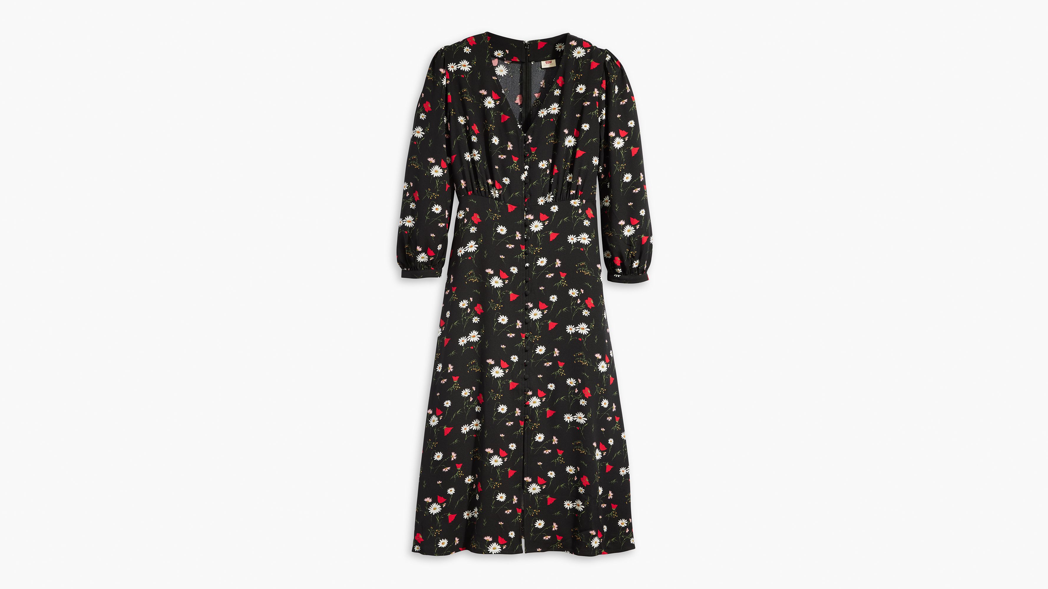 Robe manches longues Breslin - Wispy Wildflower Caviar - Noir