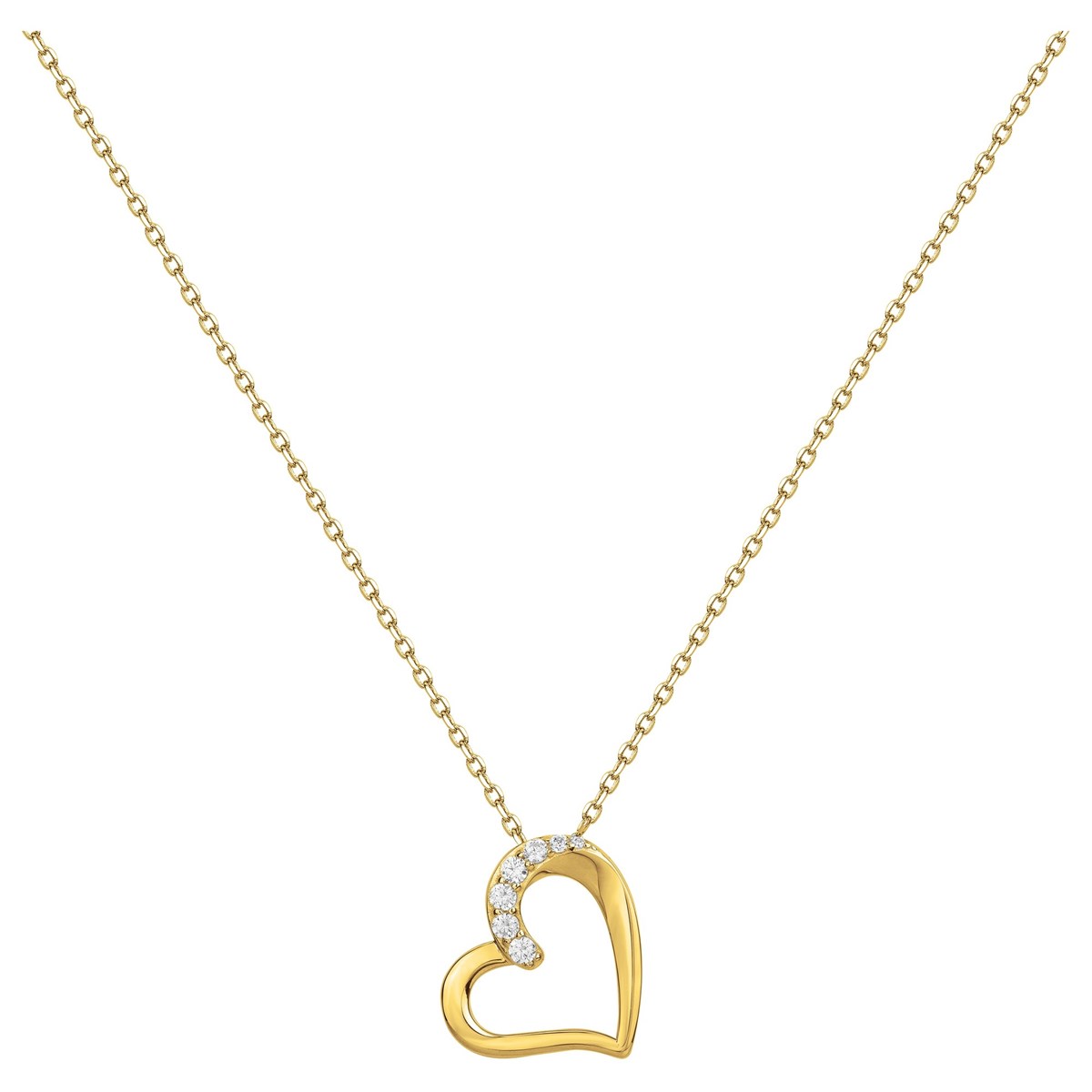 Collier mono-motif en Plaqué Or avec oxyde de zirconium blanc