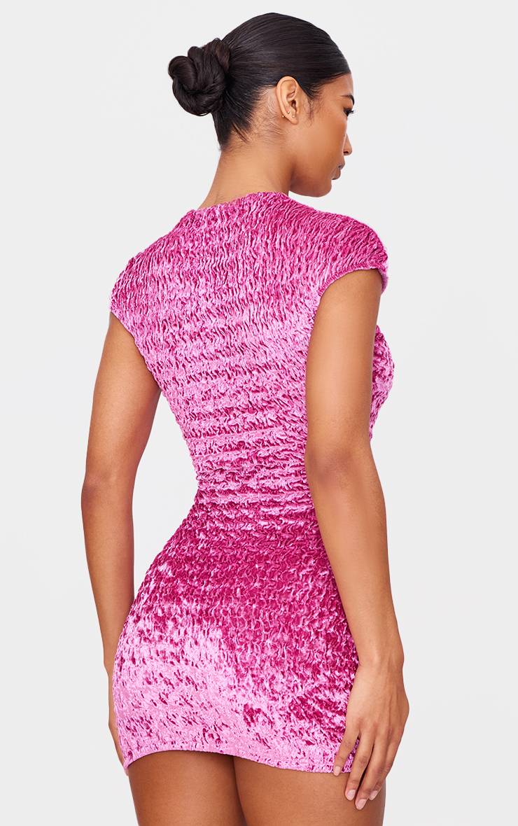 Rose Robe Courte En Satin Texturé Avec Nœud Détaillé