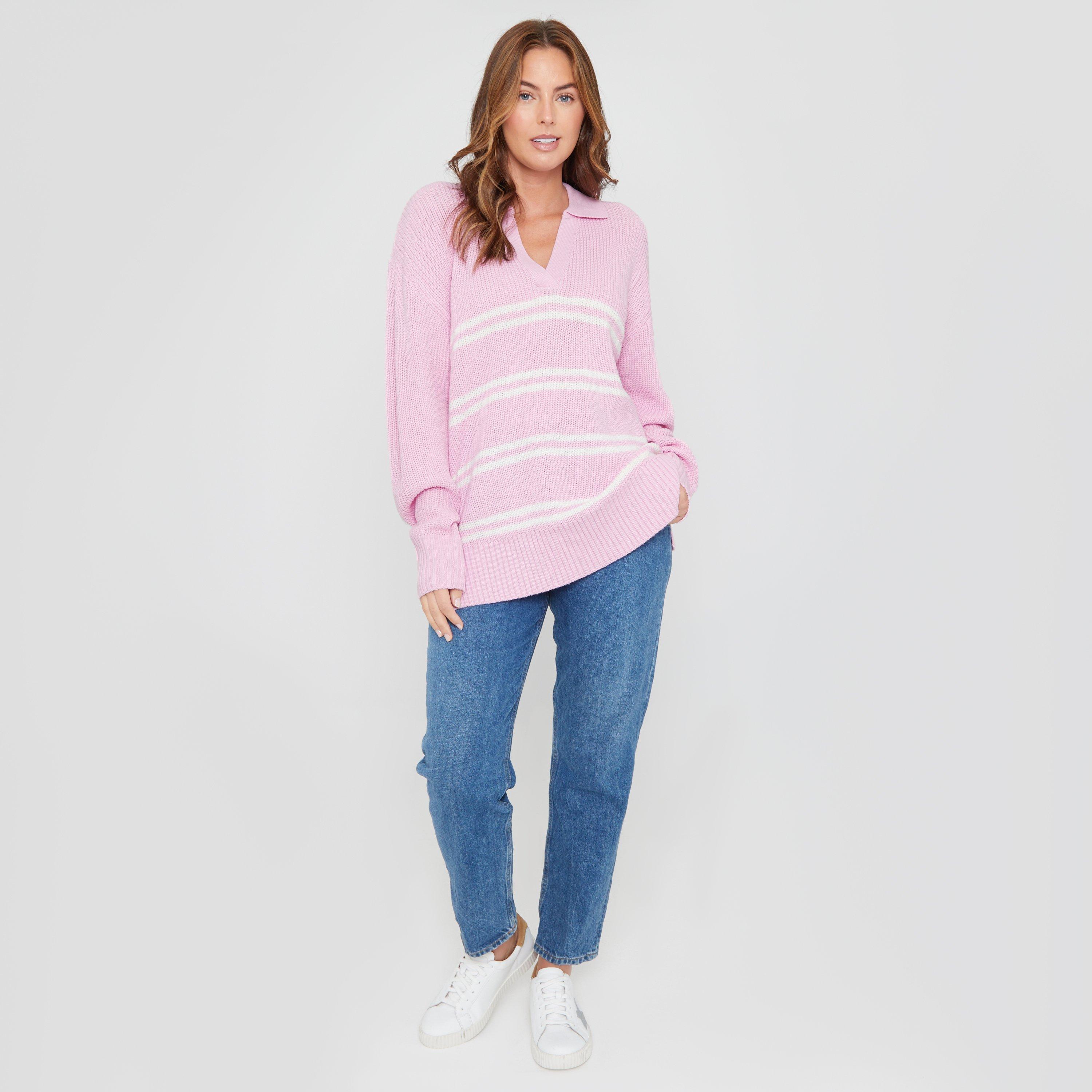 Be You BeYou Stripe Collared Jumper Womens