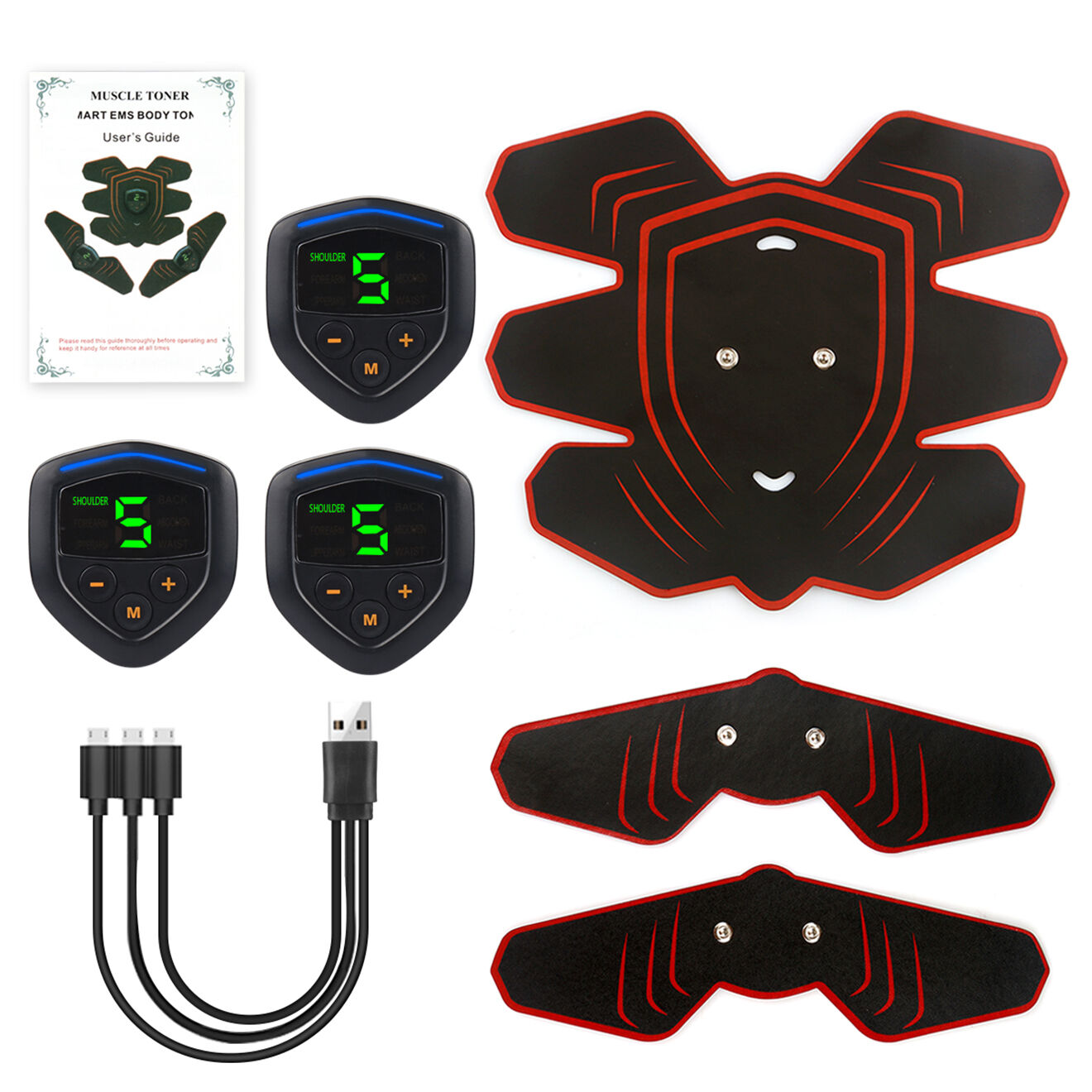 Onamaste Set de 3 électrostimulateurs musculaires rouges