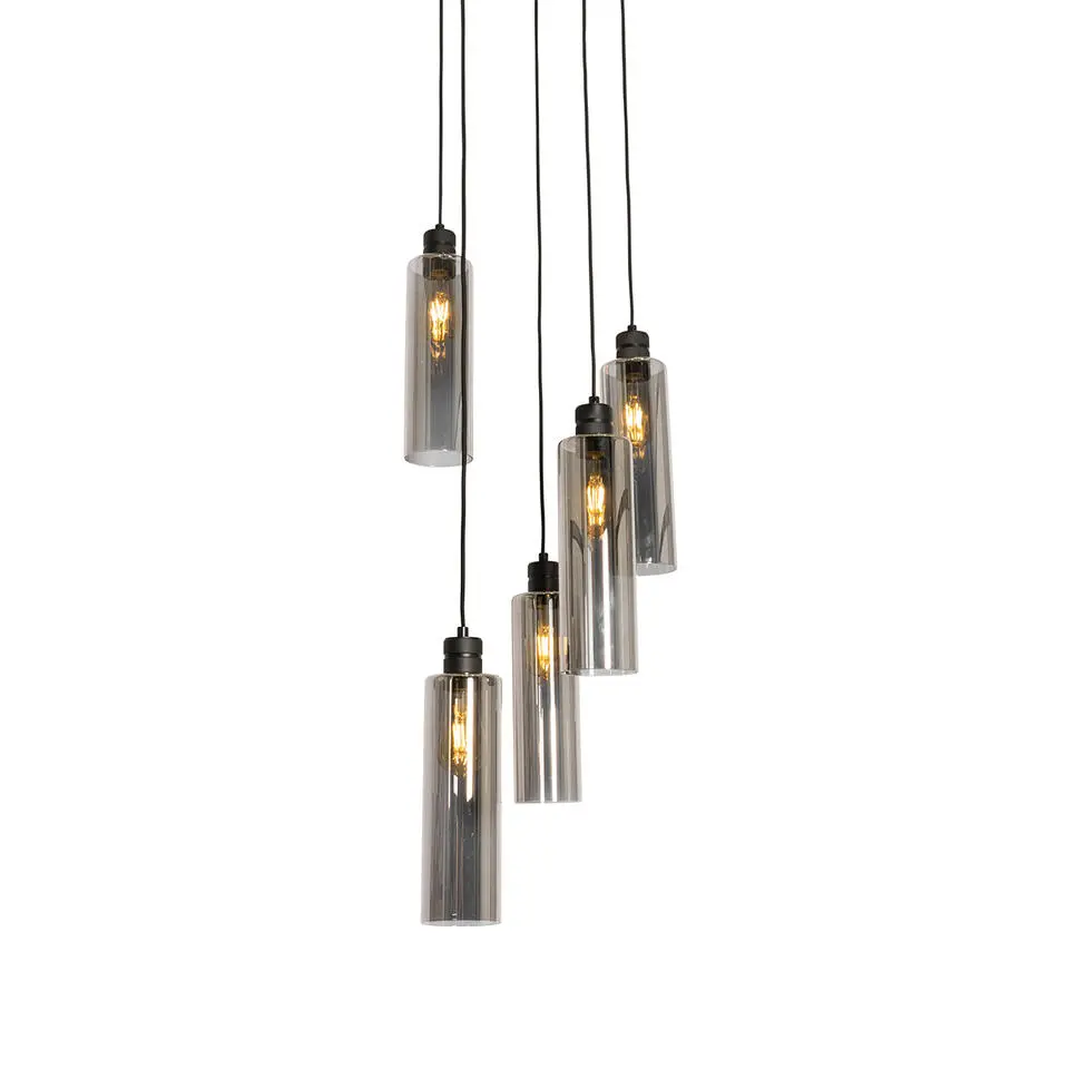 Qazqa hanglampen stavelot zwart e27