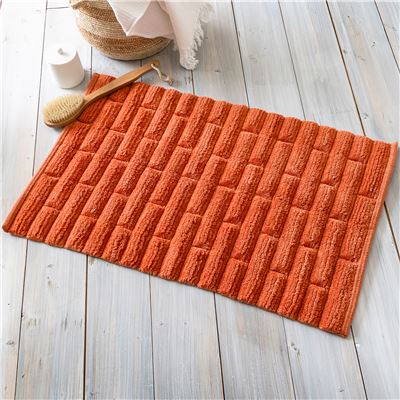 Tapis de bain en coton antidérapant motif briques