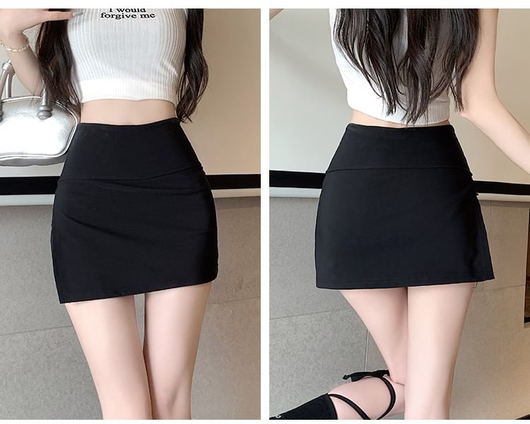 Malrowe - Hoge taille effen mini-kokerrok met split