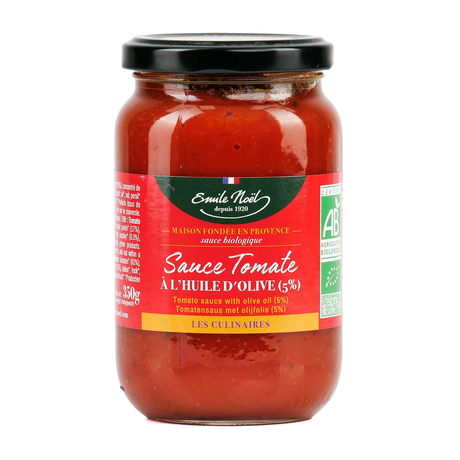 Sauce tomate bio à l'huile d'olive - Emile Noel