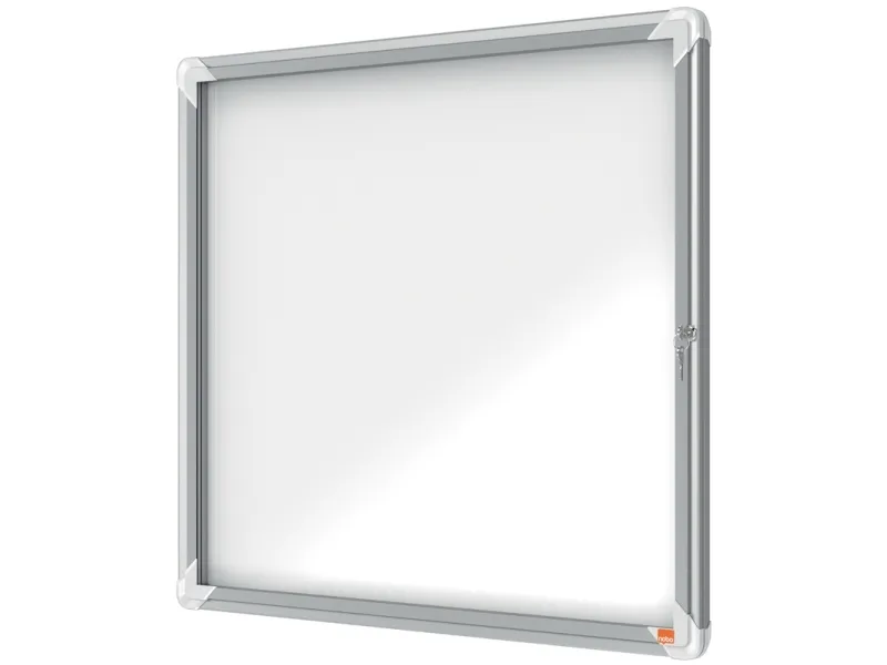 Nobo Premium Plus magnetisk låsbart opslagsskab med hængslet låge 6xA4 Hvid