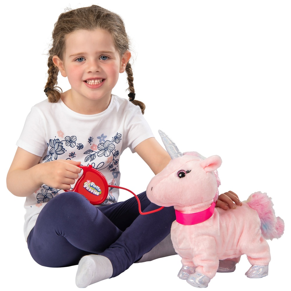Flauschiges, laufendes Einhorn-Plüschtier