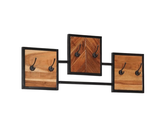 VIDAXL - Porte manteau Porte-manteau mural 90x1x35 cm bois massif d'acacia et fer
