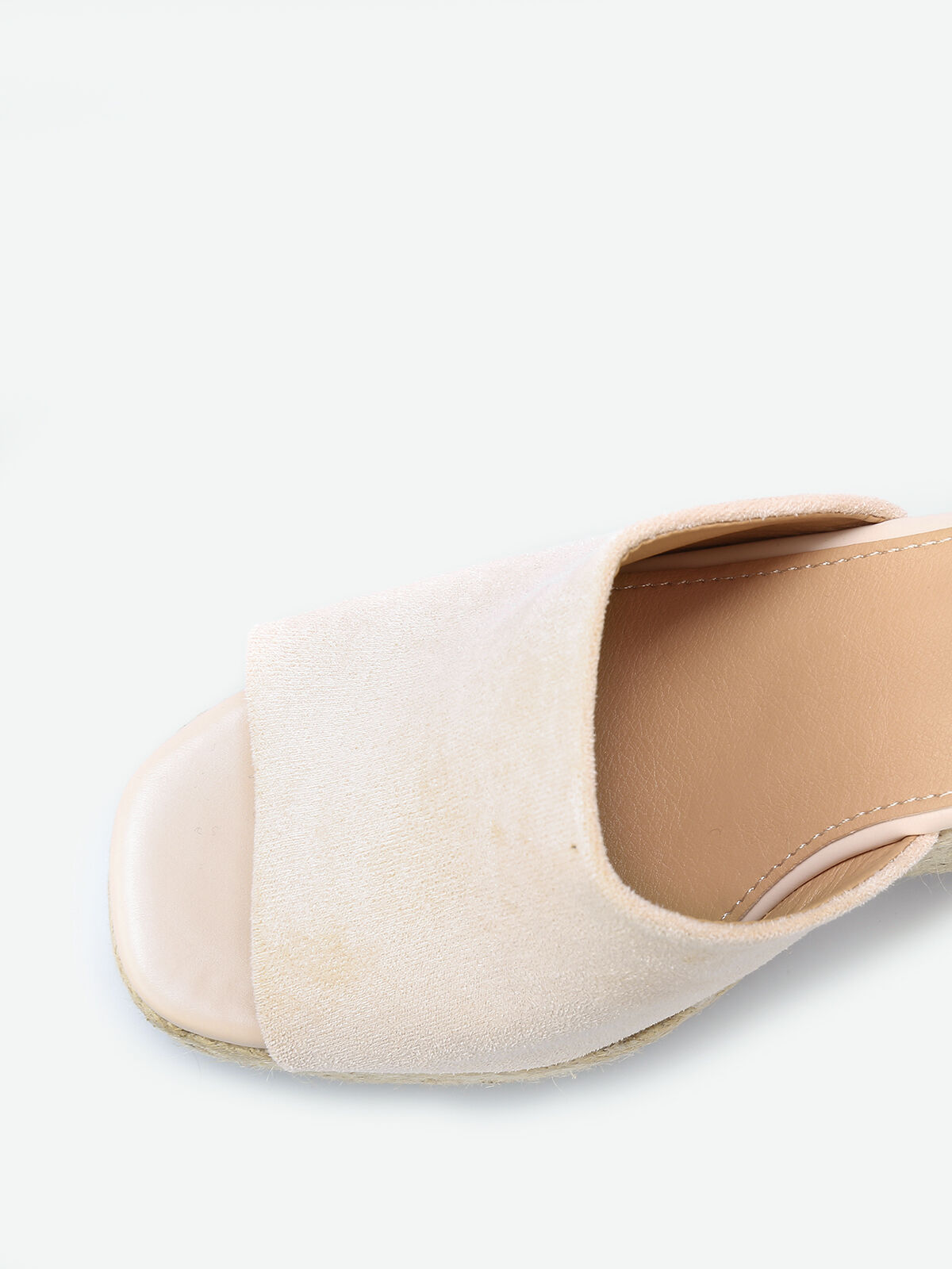 Sandales avec talon compensé en cordage- Beige