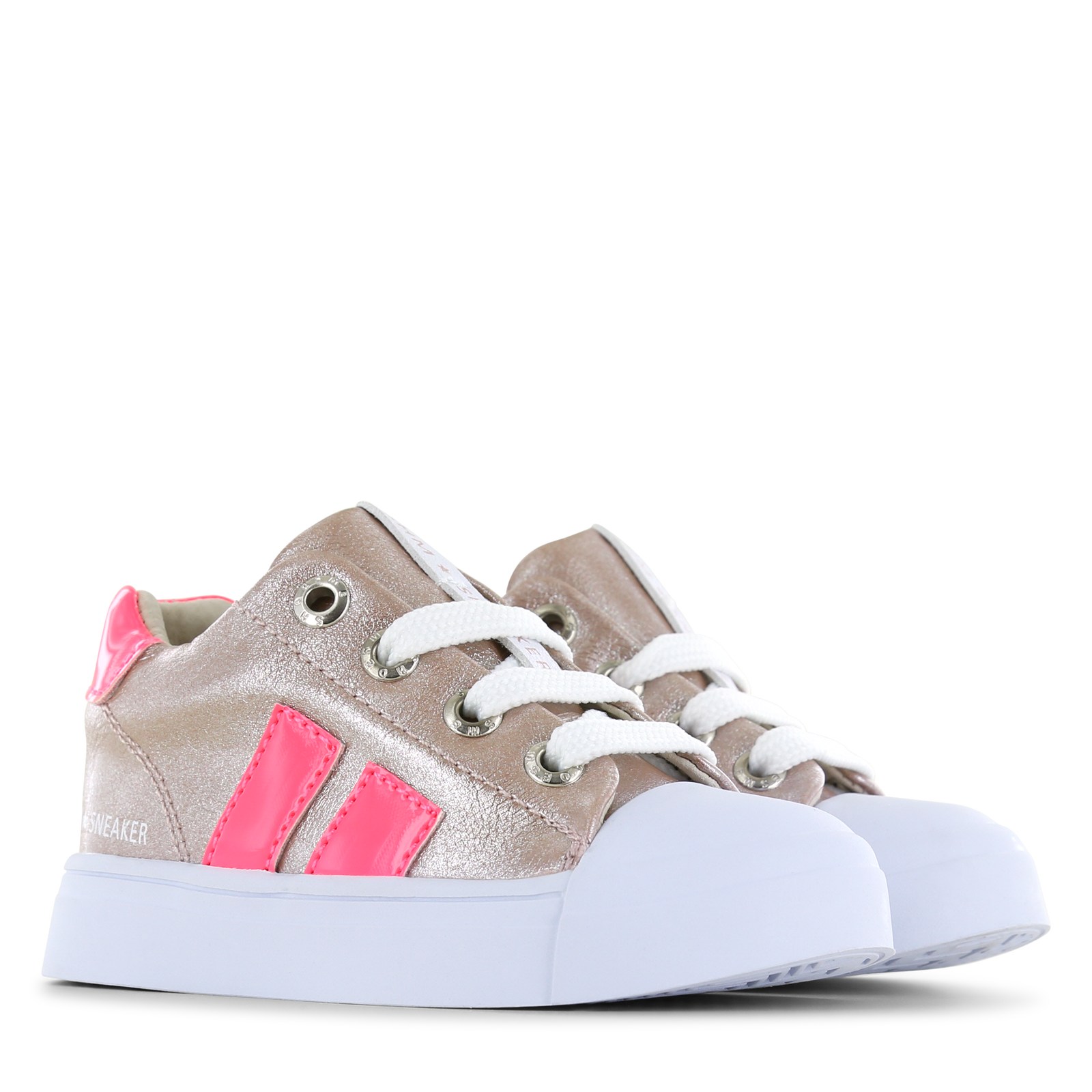 Shoesme rosé sneaker met roze stripings Metallic, Microfiber leer | Meisjes
