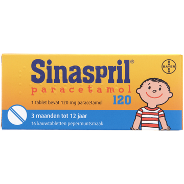 Sinaspril Paracetamol kauwtabletten 120 mg, 16 stuks
