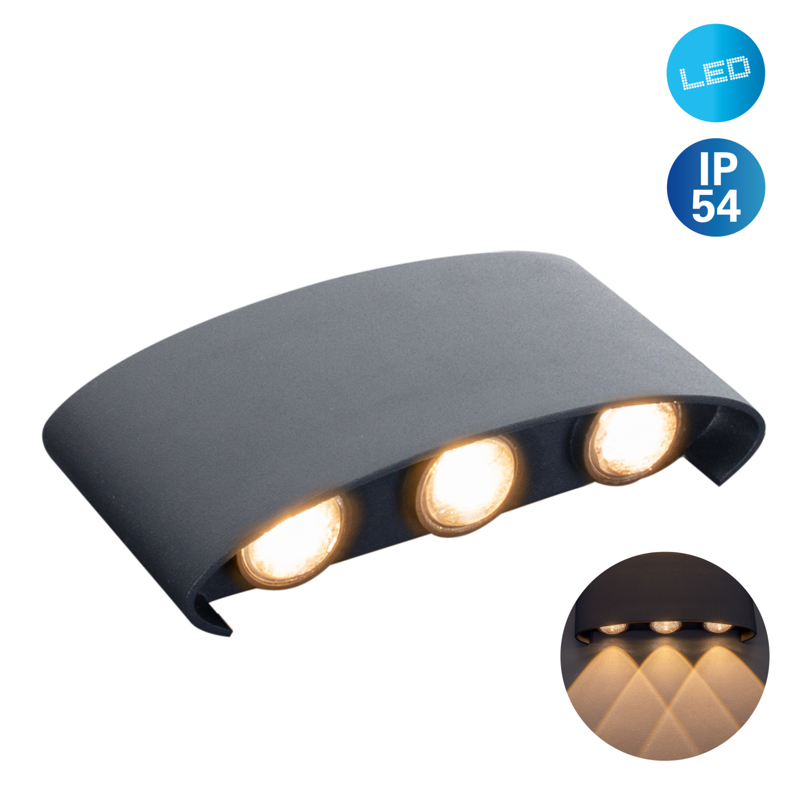 LED Außenwandleuchte - anthrazit - 14 cm breit