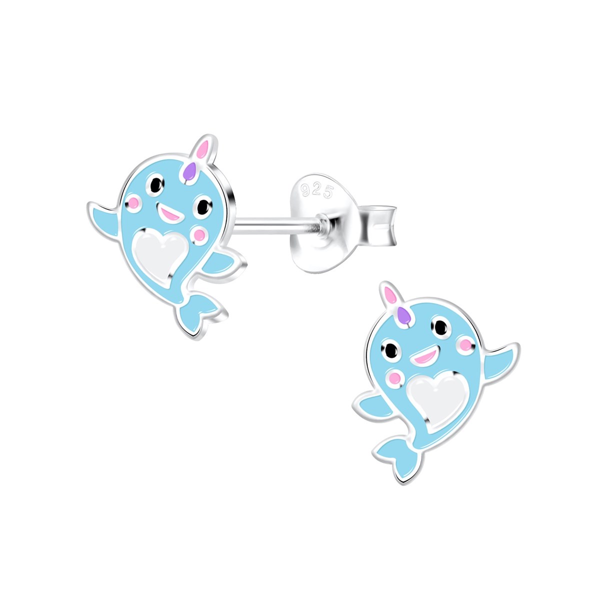 Boucles d'oreilles enfant Baleine Licorne en argent 925