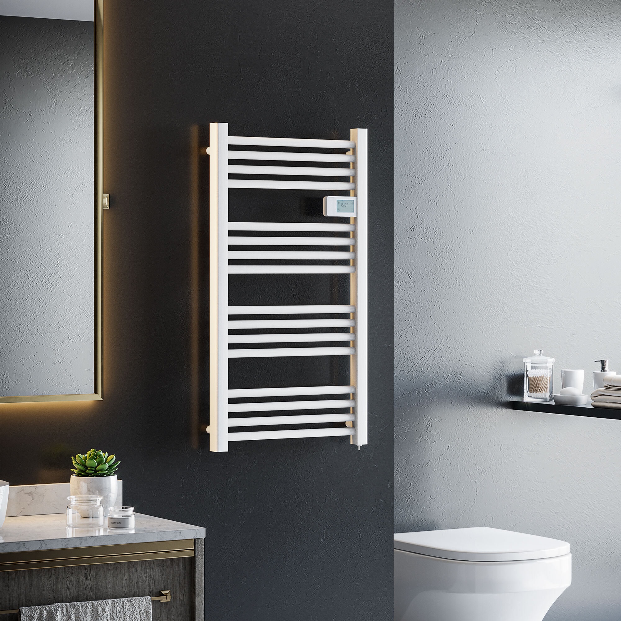 HOMCOM Handtuchwärmer mit Überhitzungsschutz weiß 54L x 4B x 96H cm