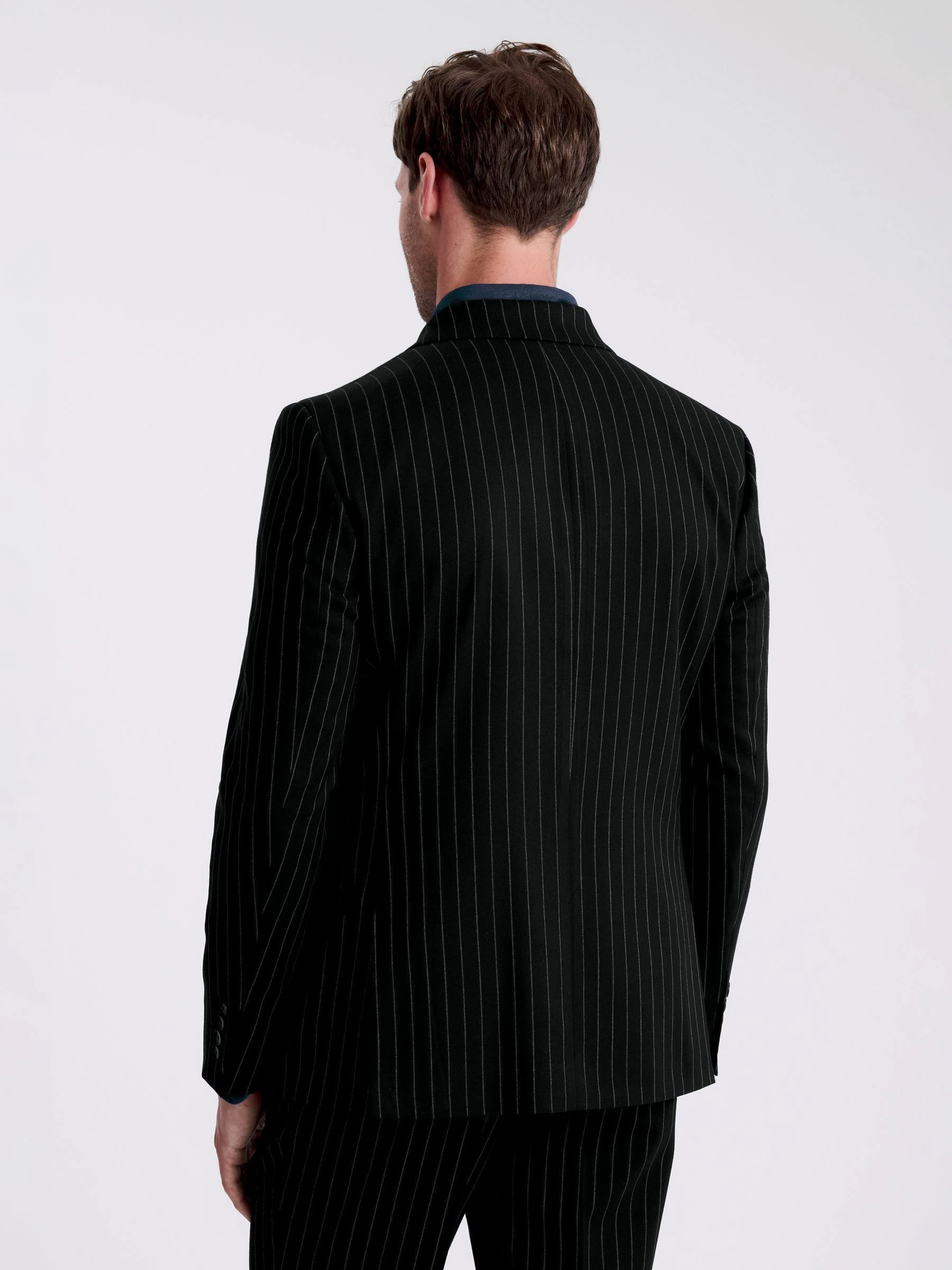 MOSS Stripe Slim Fit Double Breasted Suit Jacket
