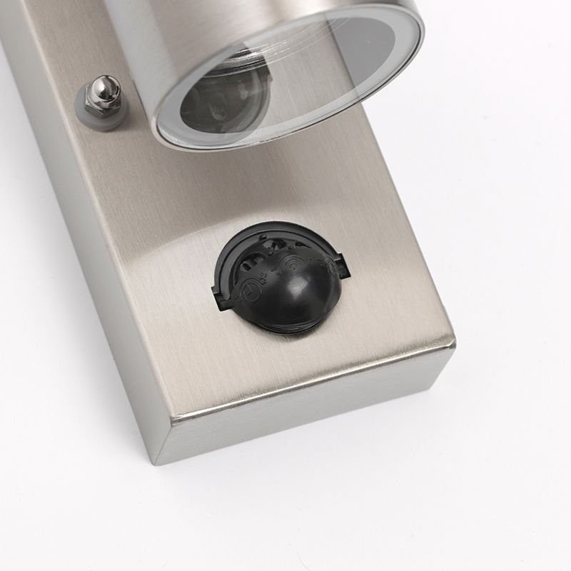 Buitenwandlamp staal 2-lichts IP44 met bewegingssensor - Duo