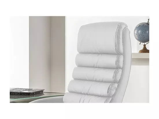 Chaise de bureau JOHN – PU blanc – Hauteur réglable 115-125 cm – Style élégant et ergonomique