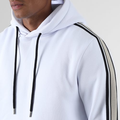 Sweat Capuche Avec Bande 2124 Blanc