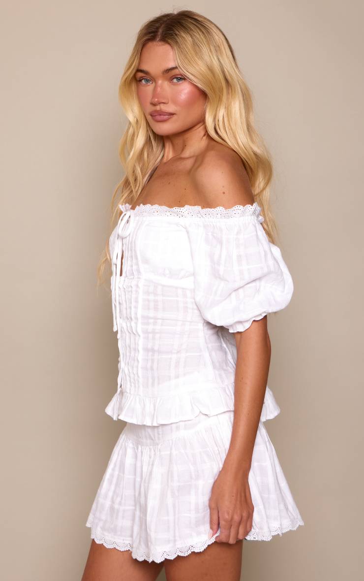 Blanc Ensemble Jupe Fluide Texturée Coordonnée