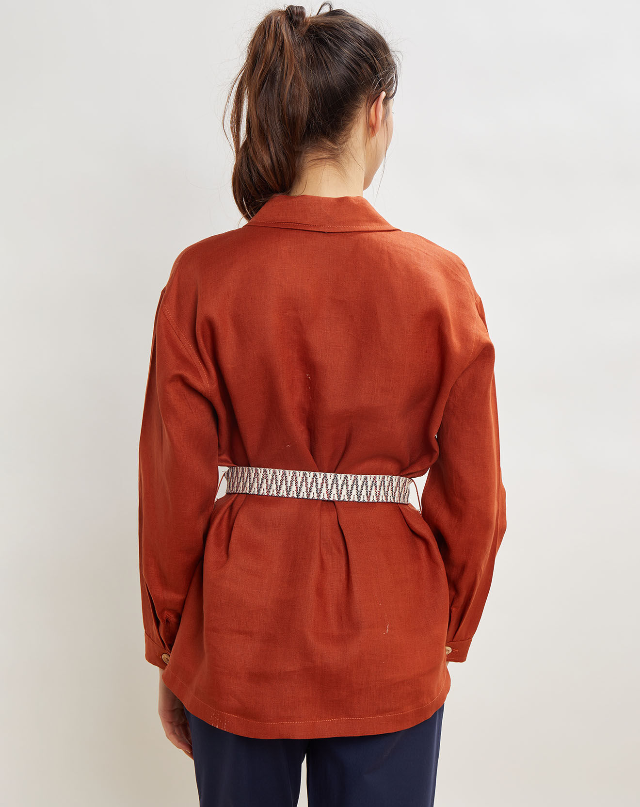 La Petite Francaise Veste 100% Lin Vera acajou