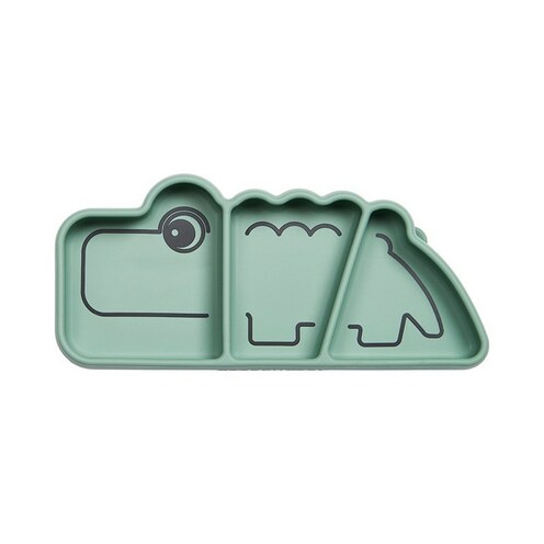 Assiette à goûter antidérapante silicone Croco Vert - DONE BY DEER