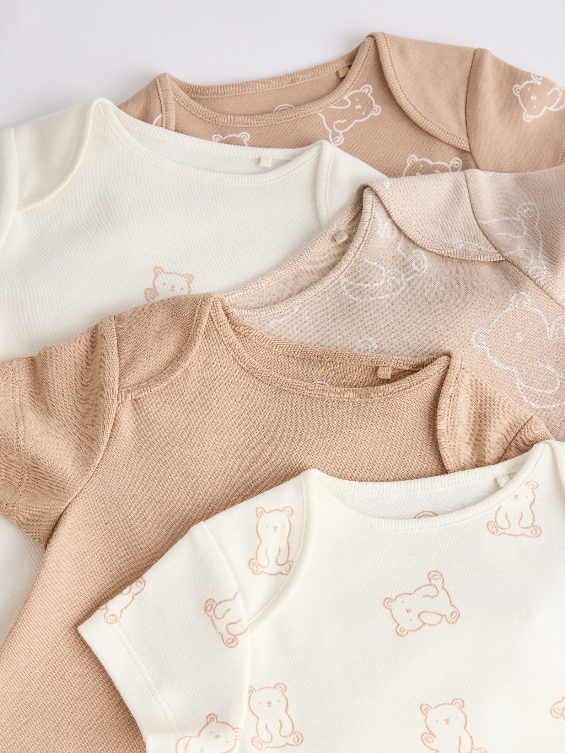 Neutraal - Babyrompers met korte mouwen en berenprint 5 stuks