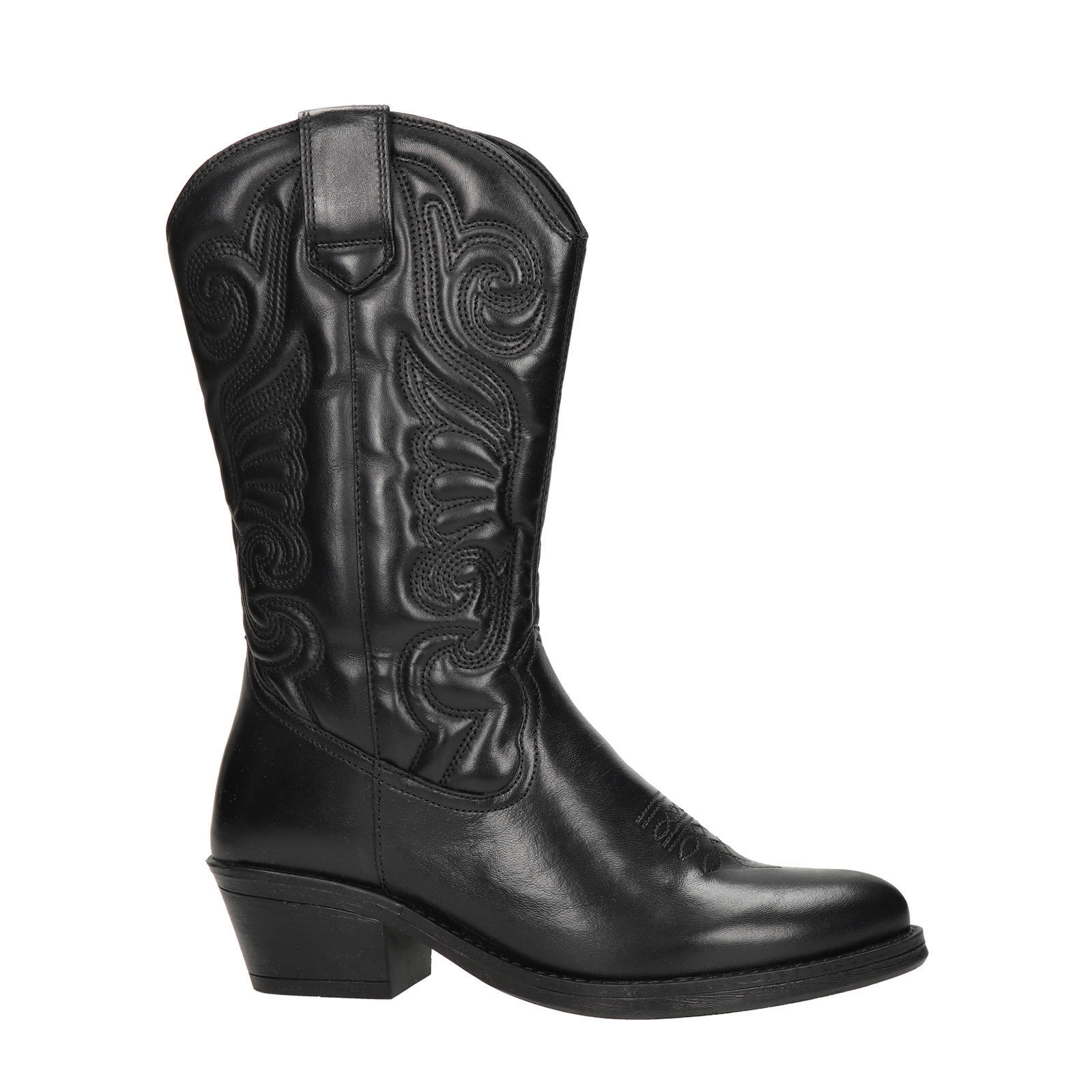 Nelson leren cowboylaarzen zwart