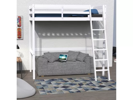 Lit mezzanine STUDIO 90x200 + 1 sommier / Blanc
