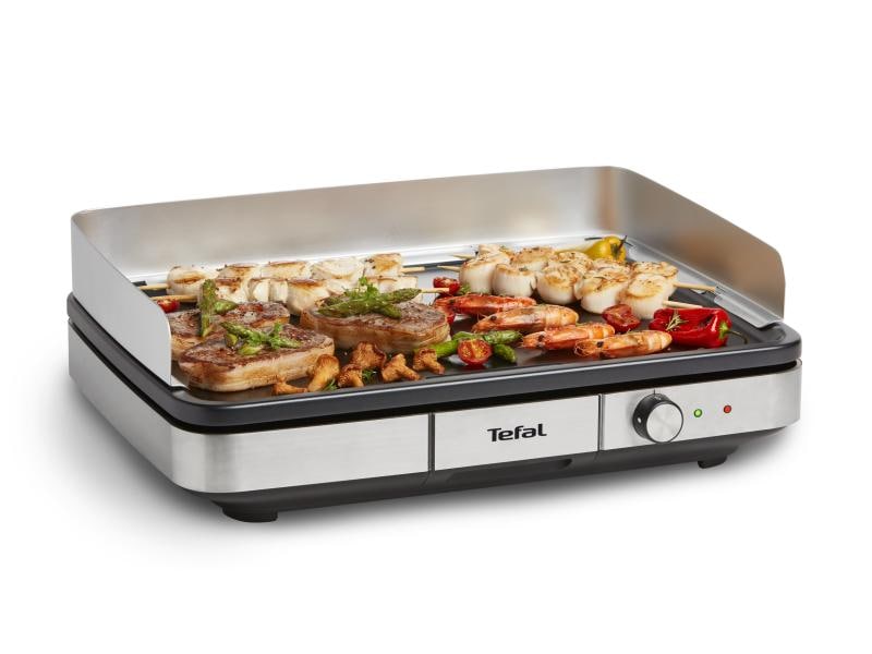 Tefal Tischgrill Maxi Plancha Schwarz/Silber XXL-Elektrotischgrill