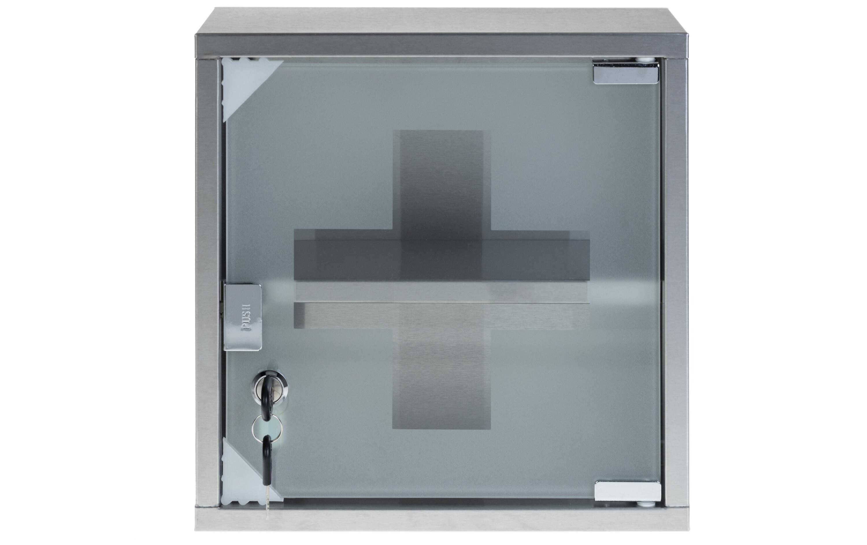 Erste Hilfe Schrank 30 x 30 x 12 cm, EdelstahlMedizinschrank zur Wandmontage
