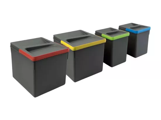Bacs de tri pour tiroir de cuisine Recycle 2 bacs de 12 litres et 2 bacs de 6 litres