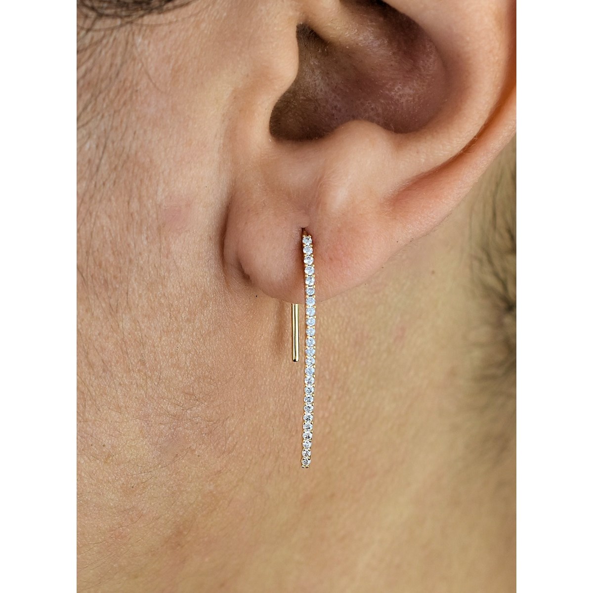 Boucles d'oreilles pendantes chute d'oxyde de zirconium Plaqué OR 750 3 microns