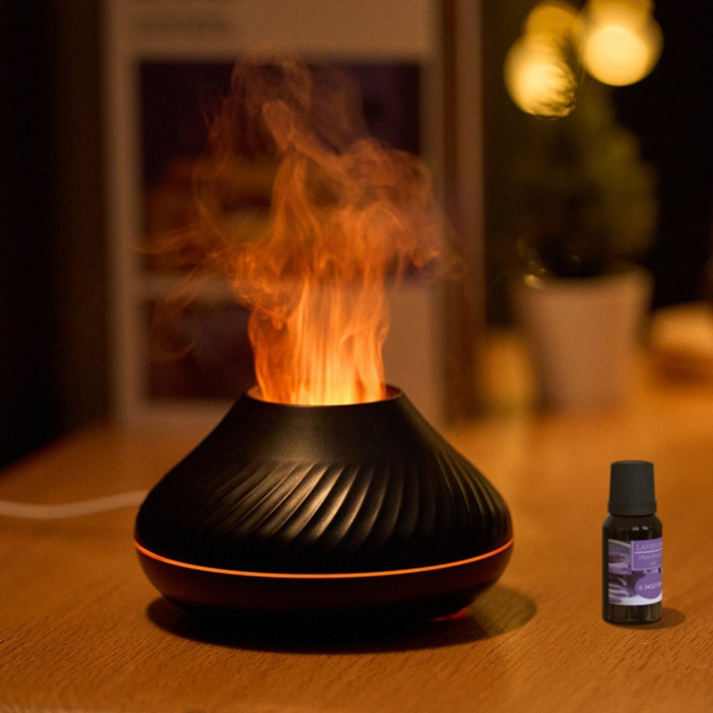 (130ml) USB Luftbefeuchter Aroma Öl Diffuser mit LED Beleuchtung - Schwarz