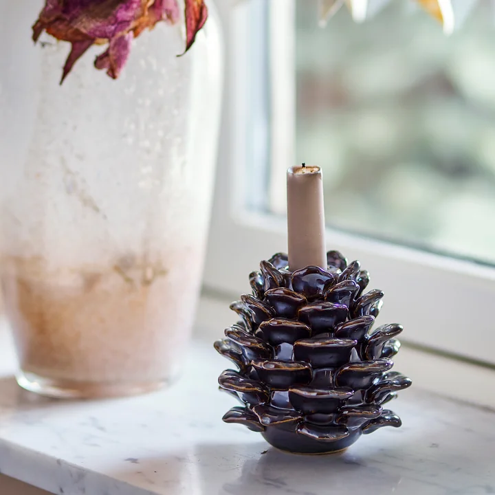 Bloomingville - Pine Kerzenhalter, H 10 cm, braun