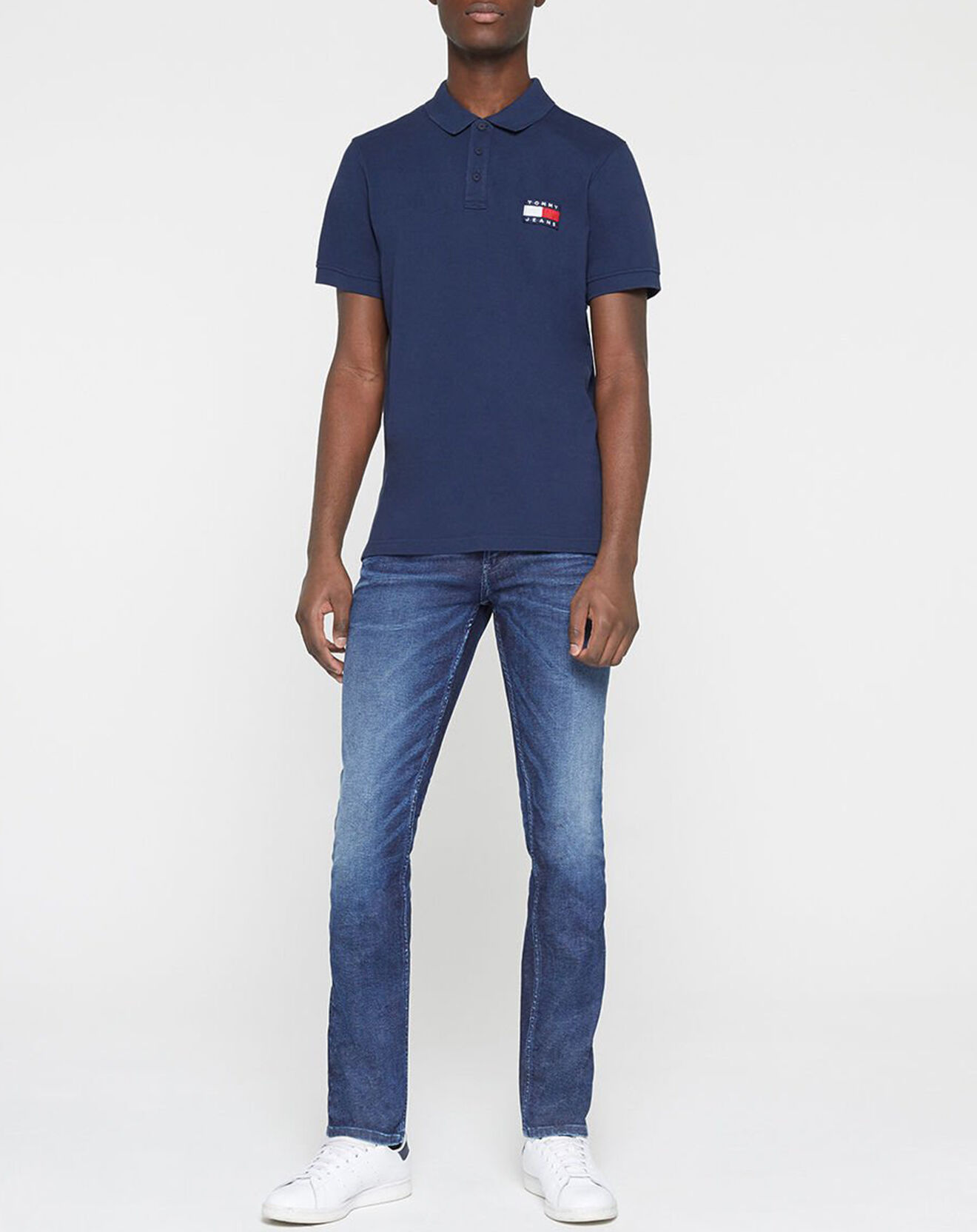 Tommy Jeans Polo 100% Coton Bio Badge bleu marine